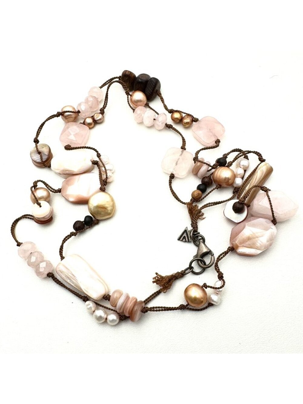 Silpada Womens Necklace Sterling Silver Pearl Rose Quartz N1428